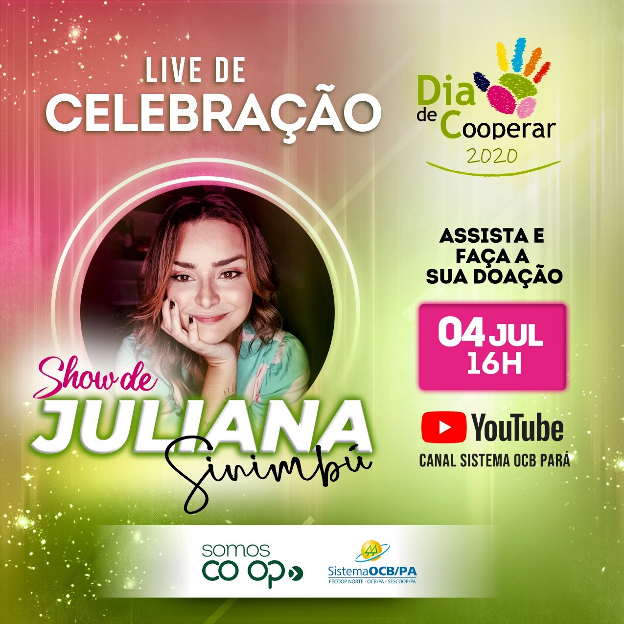 Dia de Cooperar terá live de celebração com Juliana Sinimbú