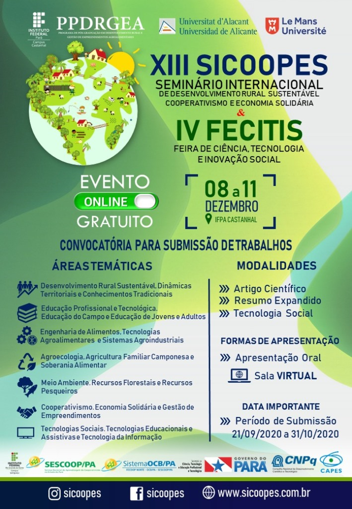 XIII SICOOPES e IV FECITIS serão online este ano