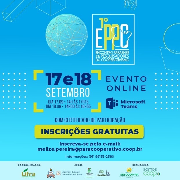 Inscrições para o 1º Encontro Paraense de Pesquisadores do Cooperativismo continuam abertas