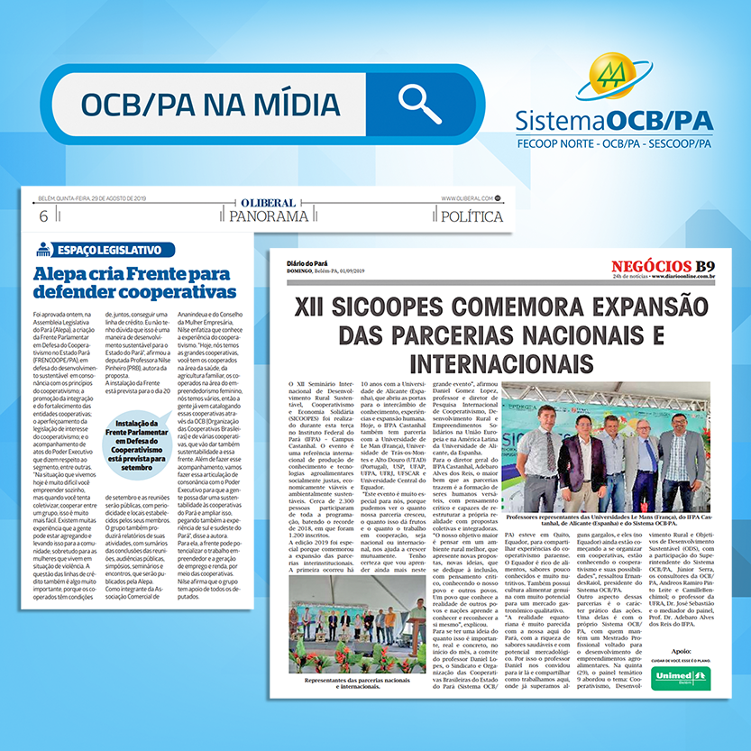 OCB/PA na Mídia – Frente Parlamentar e Sicoopes