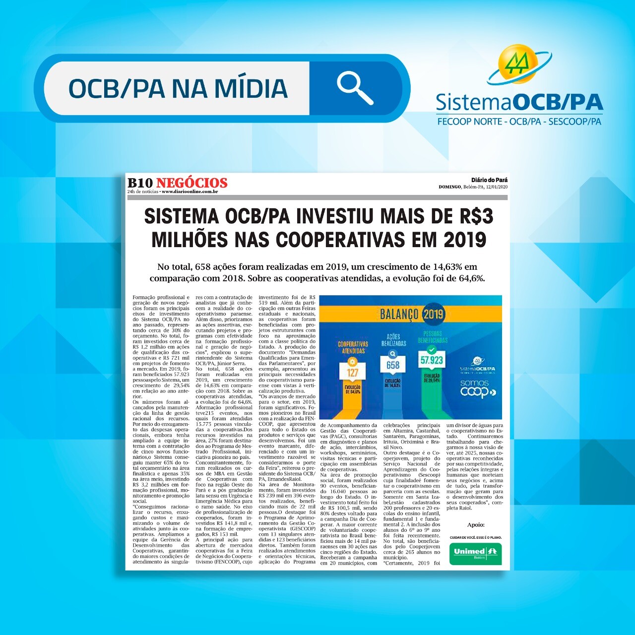 OCB/PA Na Mídia - Balanço do cooperativismo é destaque no Diário 📈📰