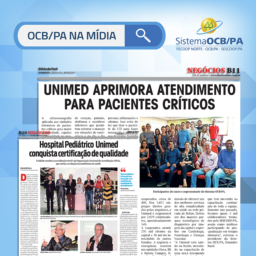 OCB/PA na Mídia – Hospital Pediátrico Unimed e curso em parceria com a Sescoop/PA