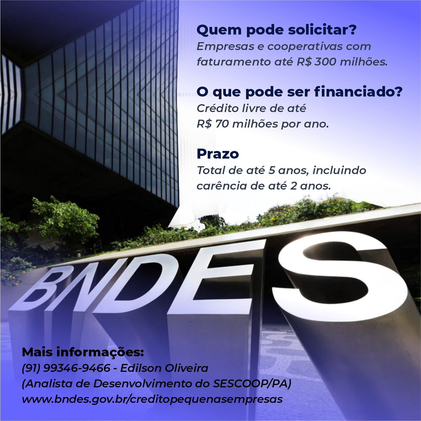 BNDES disponibiliza linhas de crédito para capital de giro
