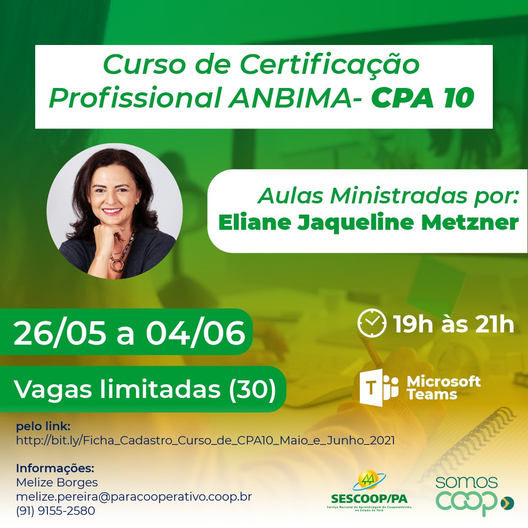 Sistema OCB-SESCOOP/PA abre Curso para Certificação Profissional ANBIMA
