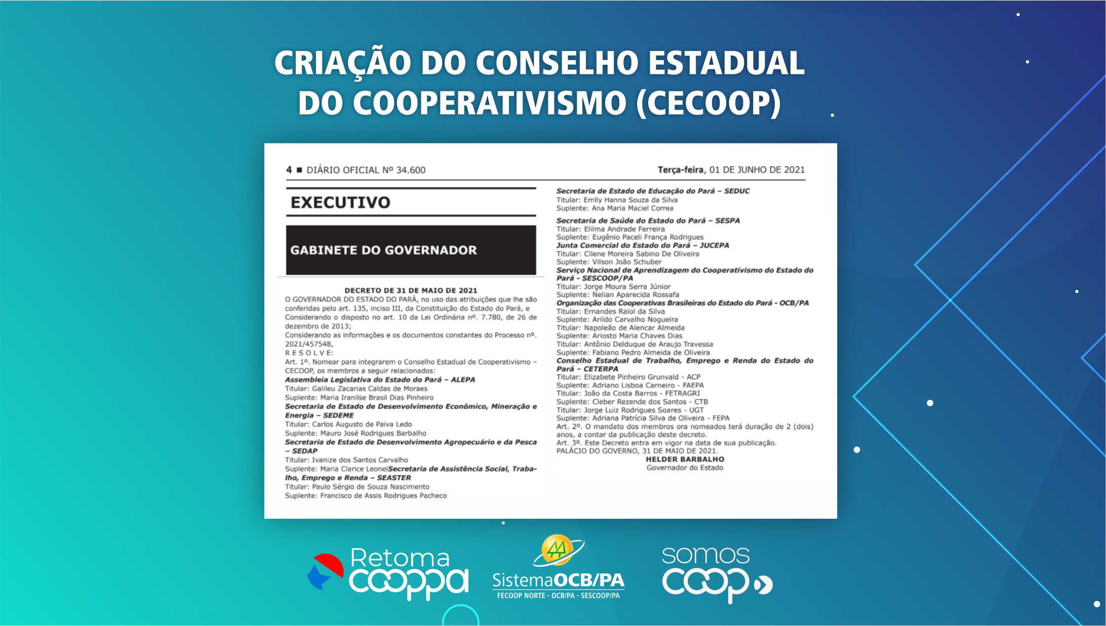 Governador sanciona criação do Conselho Estadual do Cooperativismo
