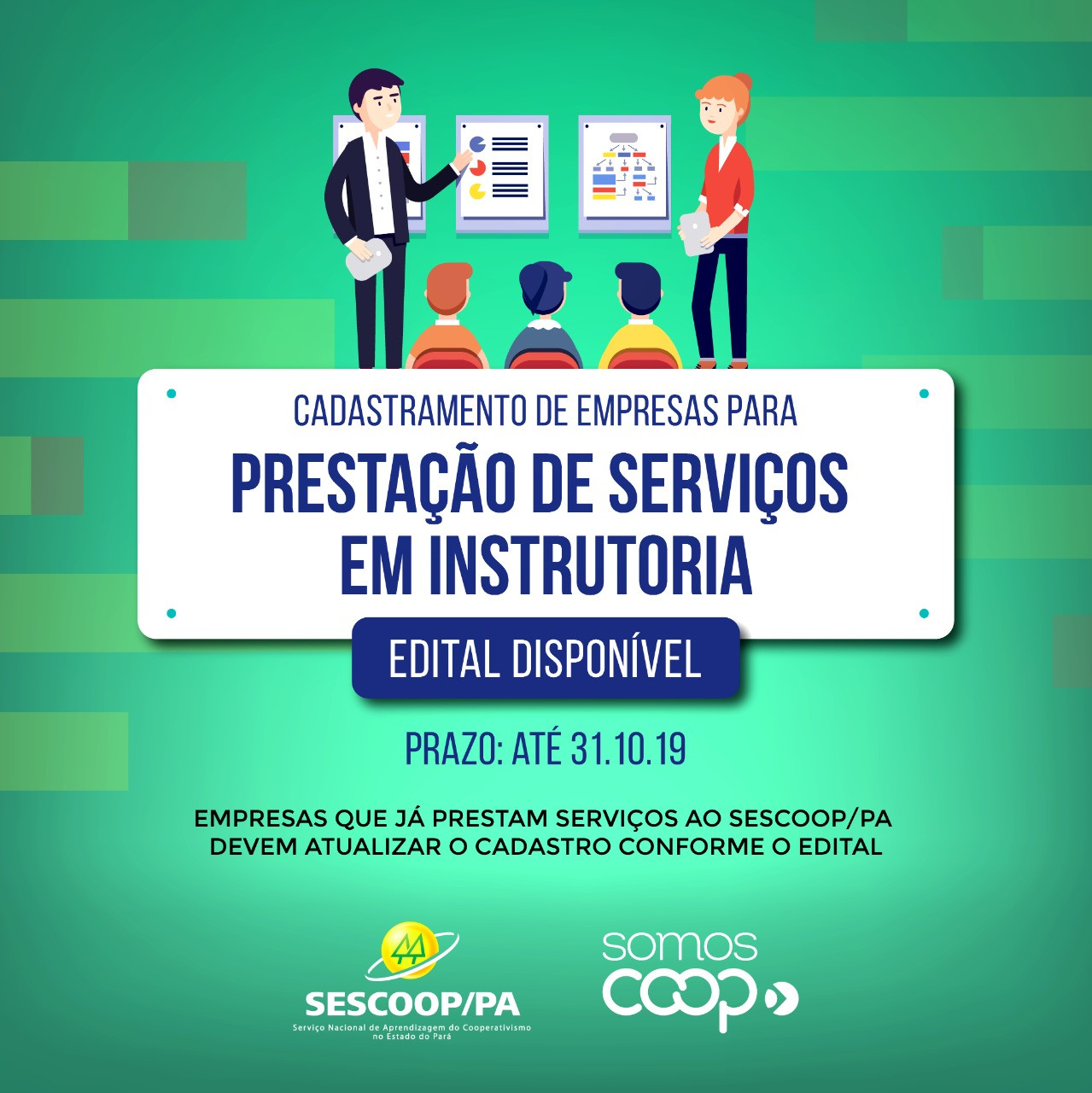 Edital para cadastro de instrutores no SESCOOP/PA é publicado