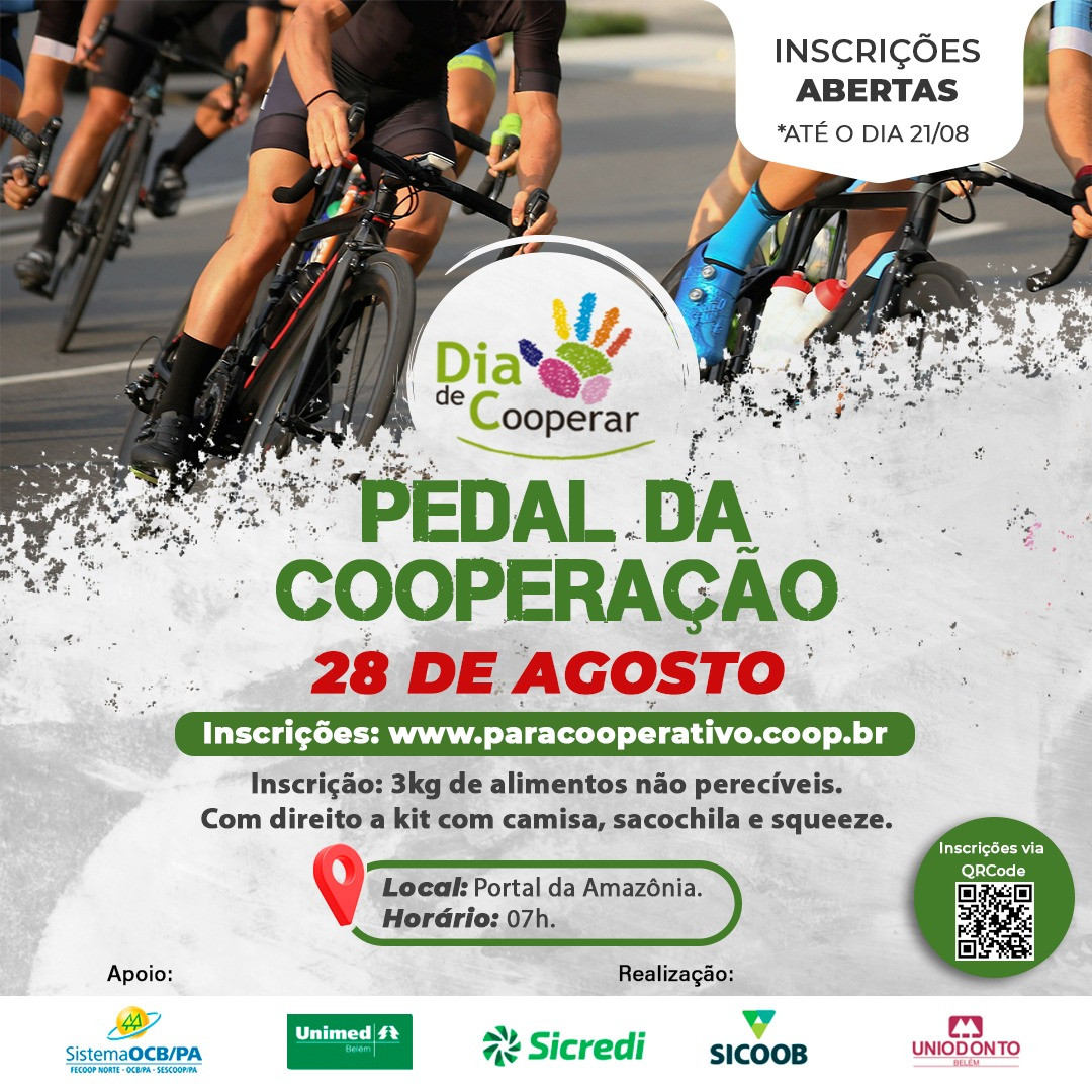 Inscrições para o 1° Pedal da Cooperação em Belém estão abertas 
