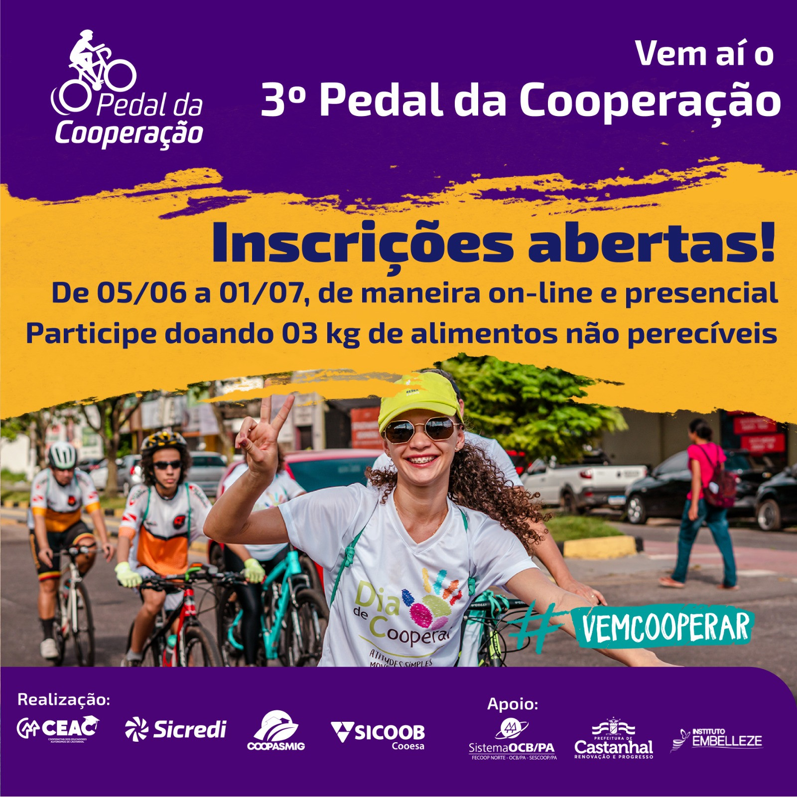 Julho abre com a 3ª edição do Pedal da Cooperação em Castanhal – PA, em comemoração ao Dia C.